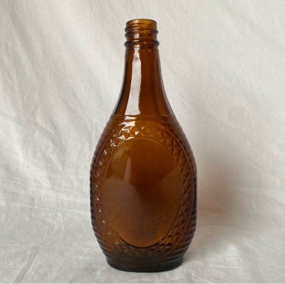 Vintage Log Cabin Syrup Bottle 10 inch Brown Dark Amber Glass Bottle Brown Vase - Picture 1 of 4
